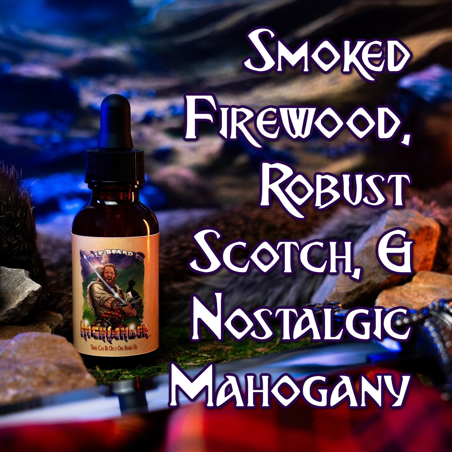 Fable Beard Company The Highlander - Beard Oil - Smoked Firewood, Robust Scotch, and Nostalgic Mahogany