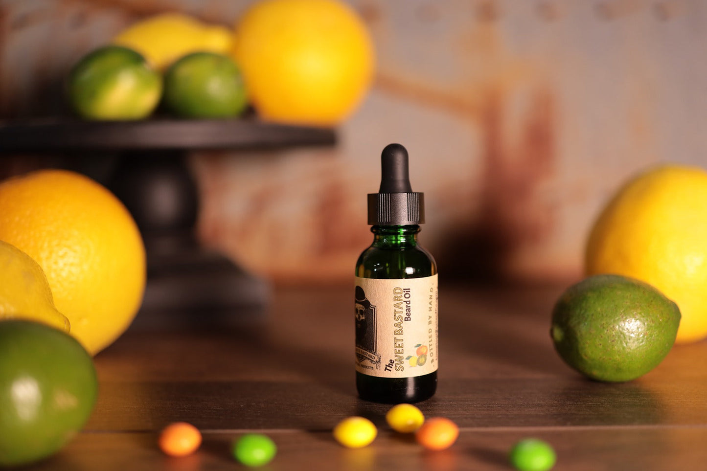 1oz green bottle Sweet beard oil with dropper top