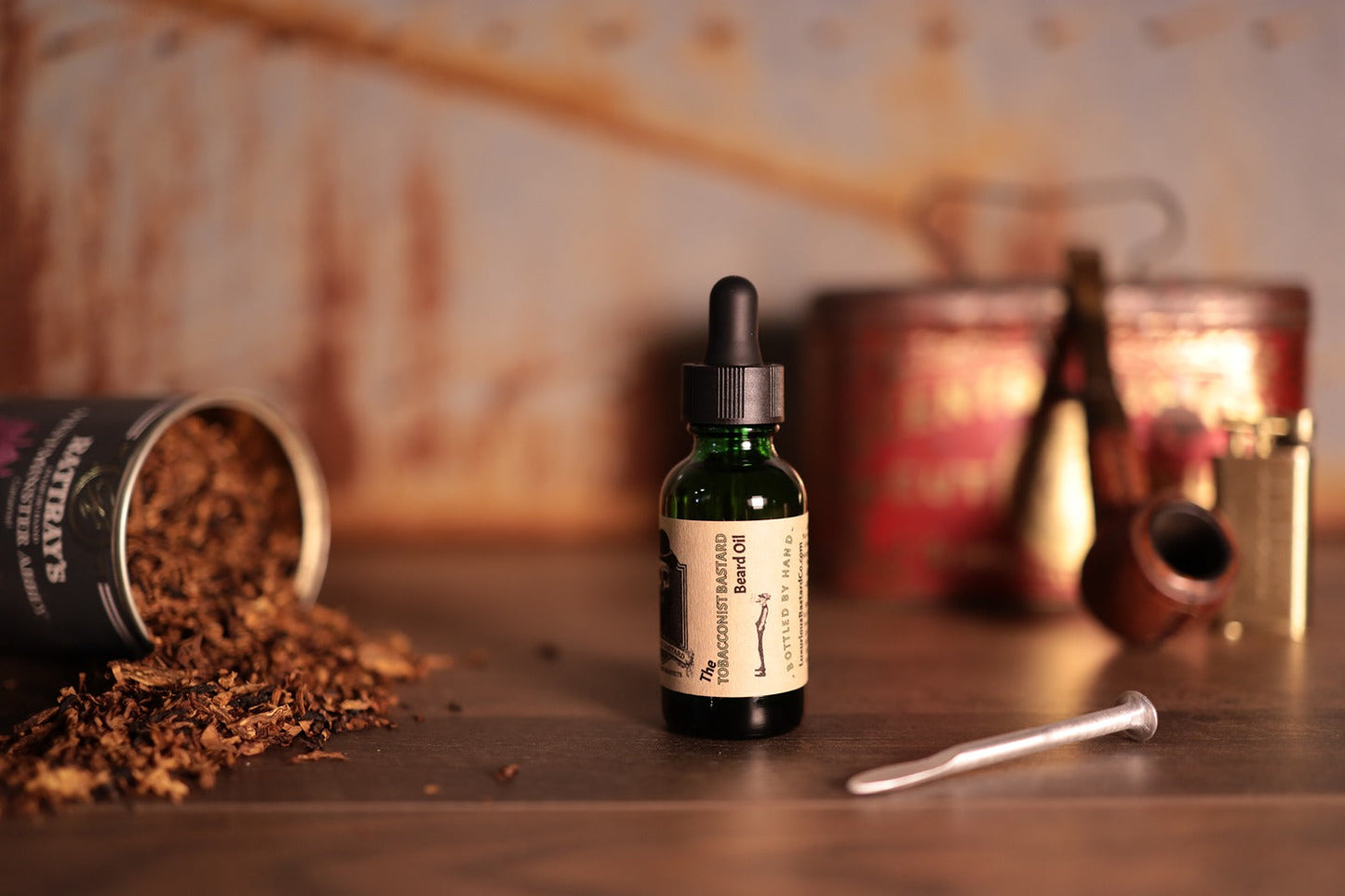 1oz green bottle tobacconist beard oil with dropper top