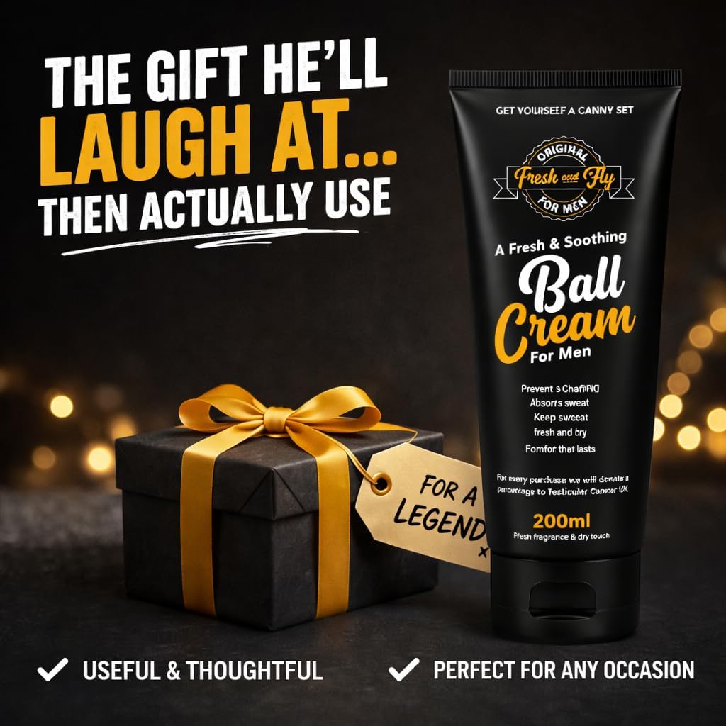 Fresh & Fly Ball Cream For Men 200ml – Anti Chafe Moisturising Cream For Sweat, Friction & Sticky Situations – Funny Gift For Men