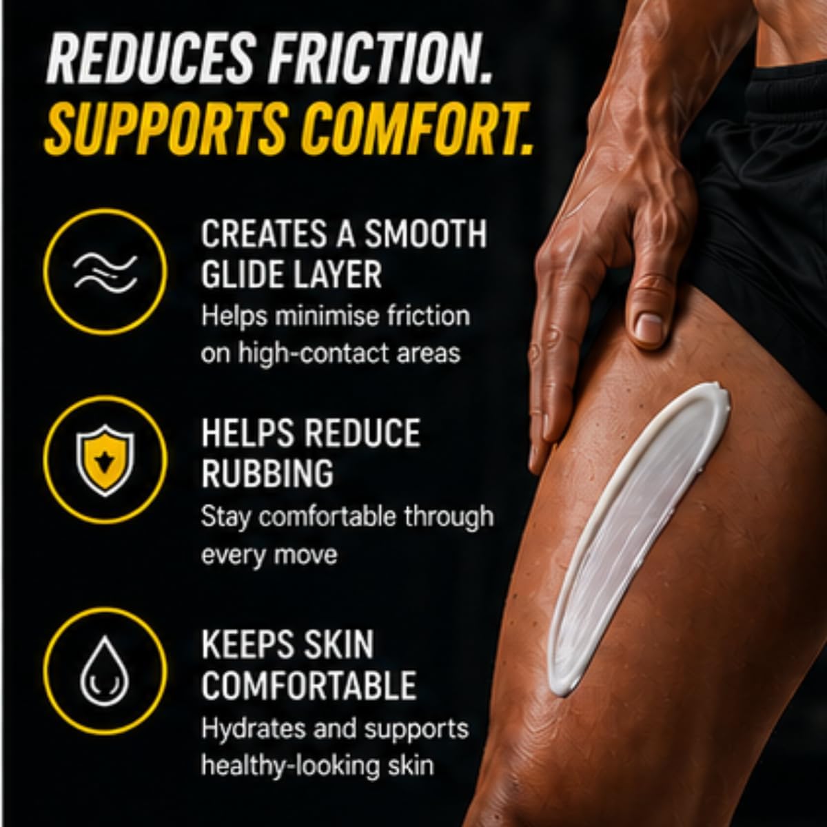 Fresh & Fly Anti Chafing Sport Body Cream 200ml – Friction Control for Running, Gym & Training – Lightweight, Non-Greasy Formula for Men