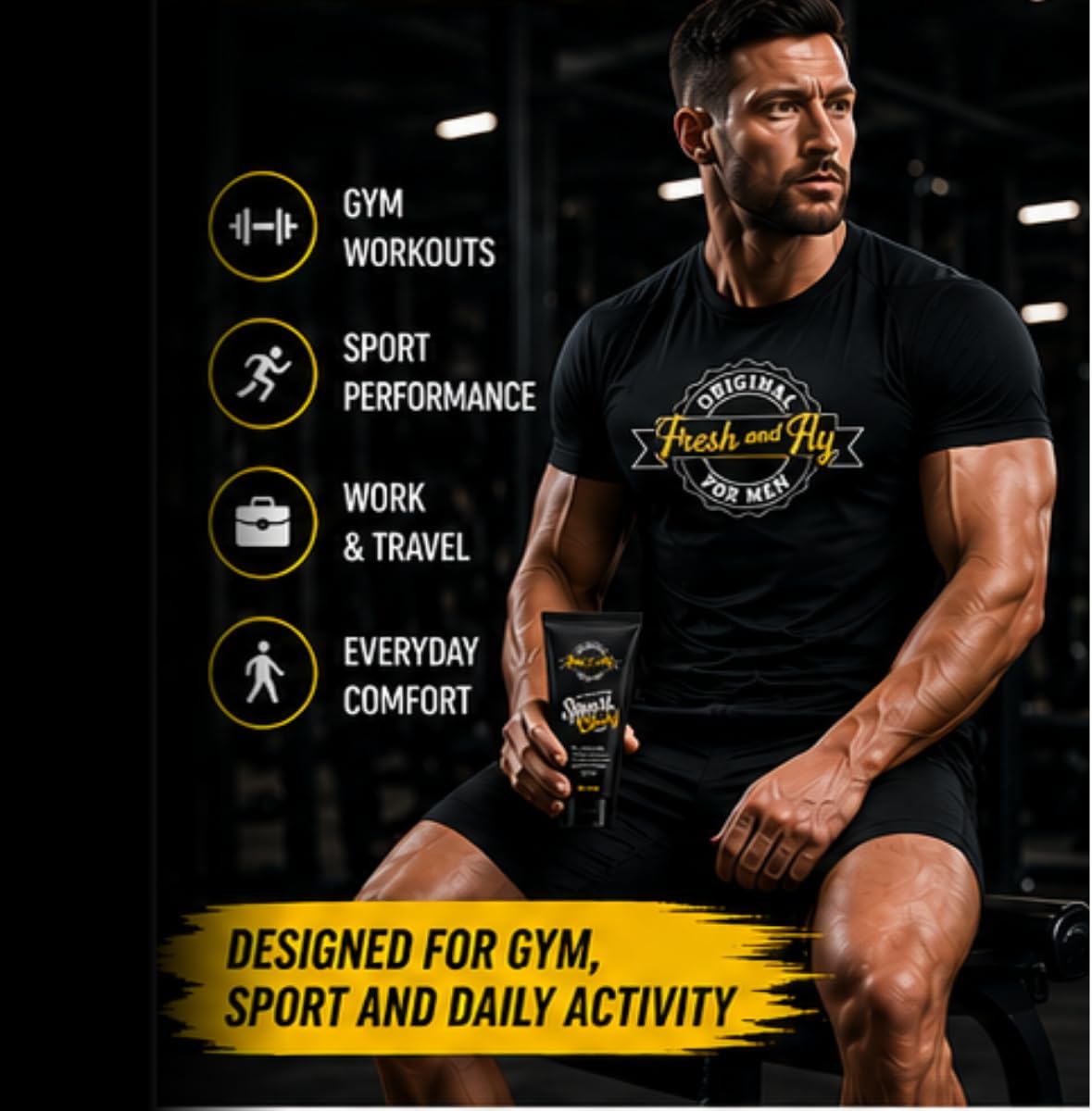 Fresh & Fly Anti Chafing Sport Body Cream 200ml – Friction Control for Running, Gym & Training – Lightweight, Non-Greasy Formula for Men