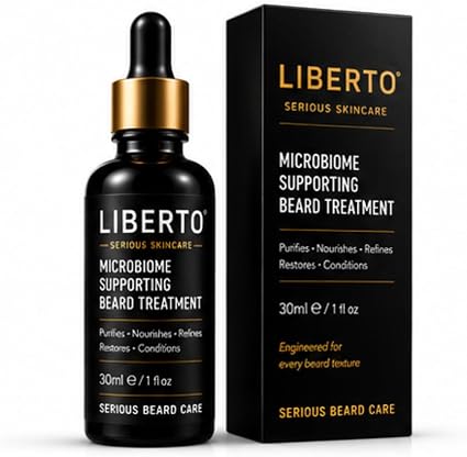LIBERTO Microbiome Supporting Beard Treatment for Men | Premium Beard Oil with Probiotic Ferment, Argan Oil & Jojoba Oil | Helps Nourish, Condition & Soften Beard Hair | 30ml