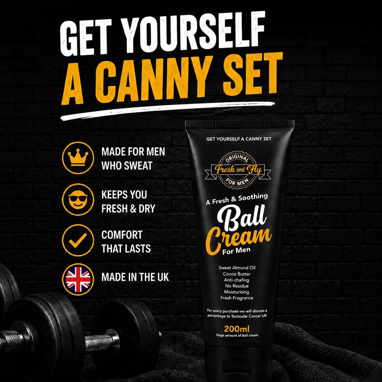 Fresh & Fly Ball Cream For Men 200ml – Anti Chafe Moisturising Cream For Sweat, Friction & Sticky Situations – Funny Gift For Men