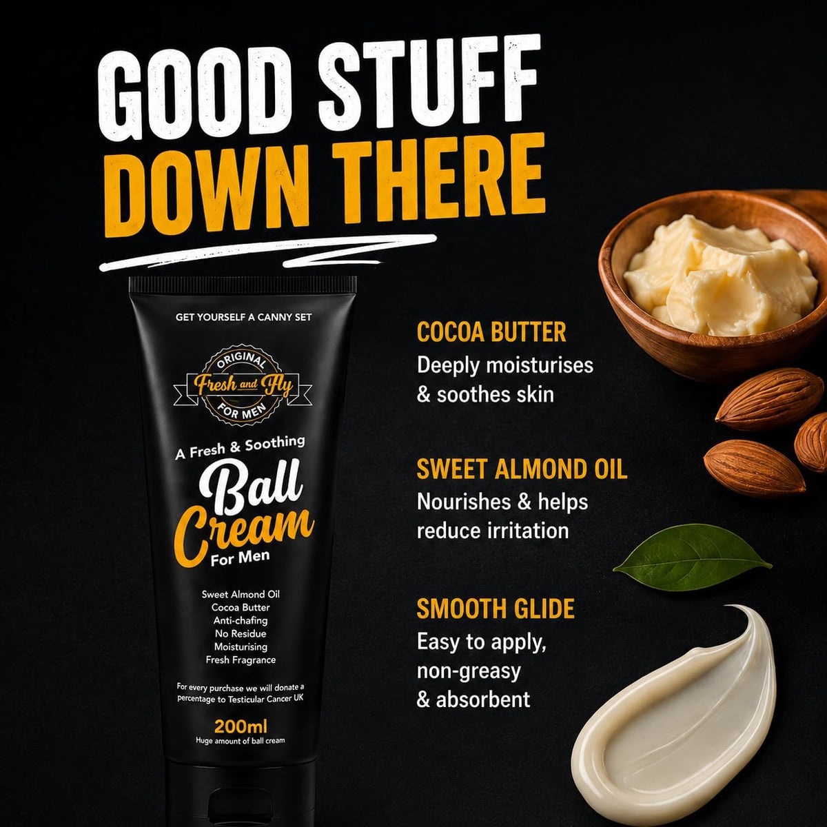 Fresh & Fly Ball Cream For Men 200ml – Anti Chafe Moisturising Cream For Sweat, Friction & Sticky Situations – Funny Gift For Men
