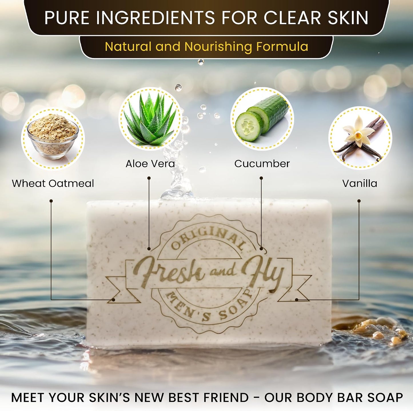 Fresh and Fly Men's Soap Bar for Face, Body, Hair 300g - 4X Bigger 4X Longer - Handmade, Natural Soap Bar - Organic, Moisturizing, and Cleansing Formula for Dry Skin (Exfoliating Vanilla)