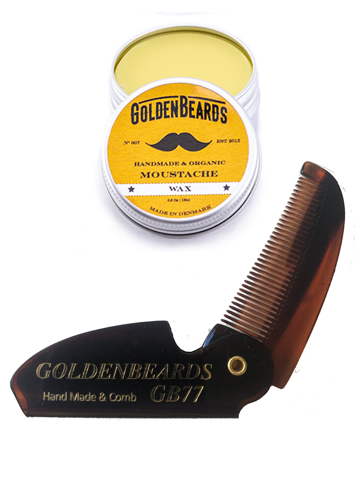 Moustache Wax + GB 77 Folding Comb - Special Edition - Golden Beards